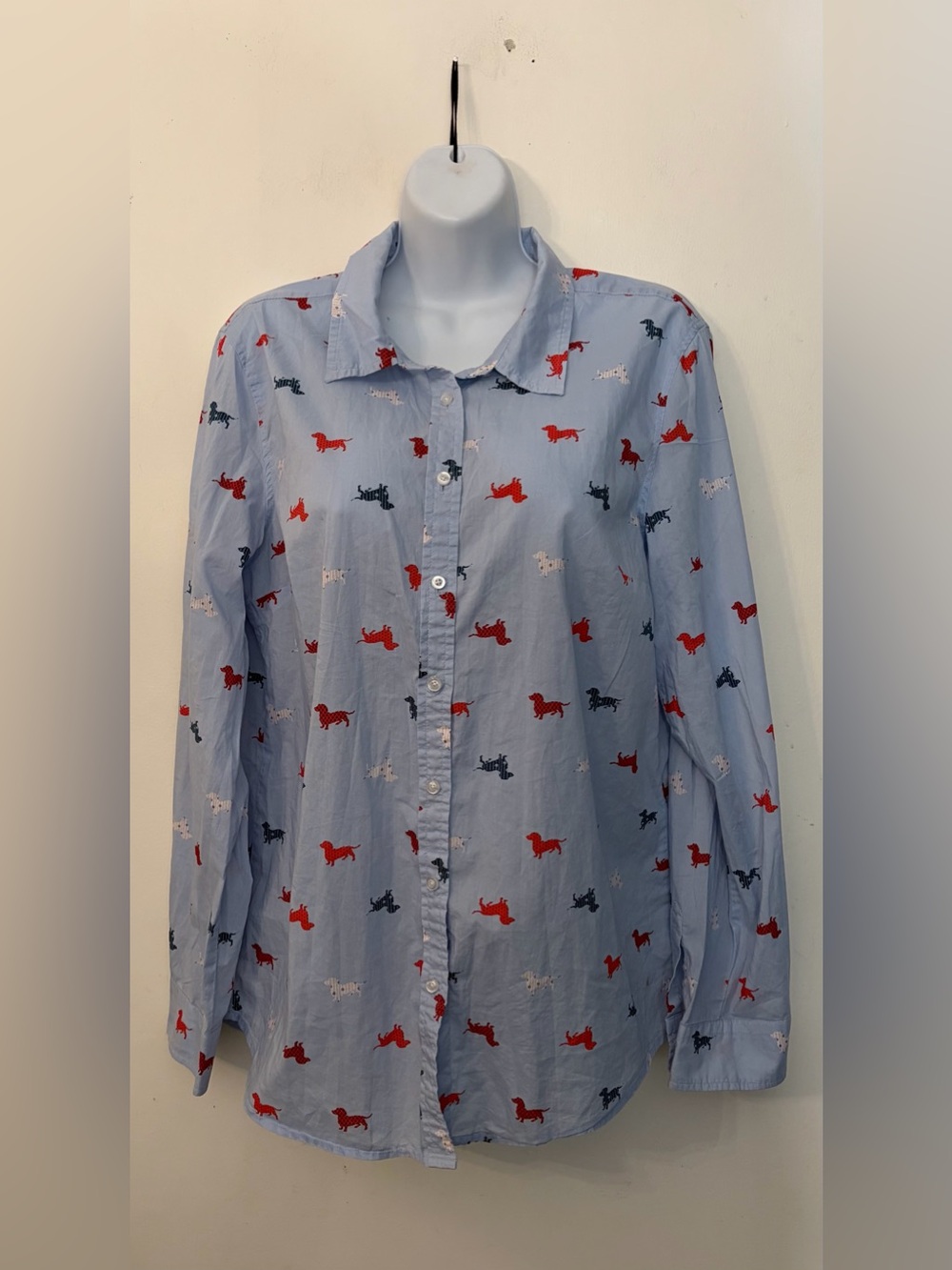 Talbots all over dachshund print long sleeve button down shirt - Picture 3 of 6